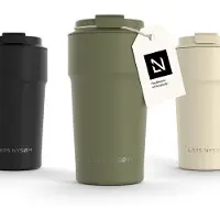 LARS NYSØM Bevægelse Thermos Coffee Mug-to-go 500ml - BPA-vrij met Isolatie - Lekvrije Roestvrijstalen Thermosbeker (Olive Green)