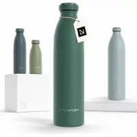 LARS NYSØM Ren Roestvrijstalen drinkfles 750ml - BPA-vrije geïsoleerde waterfles 0,75 Liter (Pine Green)