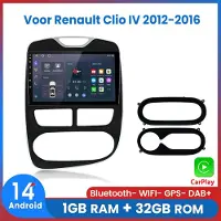 AWESAFE Autoradio - Geschikt voor Renault Clio IV 2012-2016 - Apple Carplay & Android Auto (Draadloos) - Android 14.0 - 1+32GB - Touchscreen - GPS Navigatiesysteem - 2012 2013 2014 2015 2016