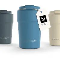 LARS NYSØM Bevægelse Thermos Coffee Mug-to-go 380ml - BPA-vrij met Isolatie - Lekvrije Roestvrijstalen Thermosbeker (Calypso Blue)