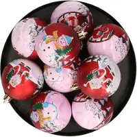 Inge-glas Inge Christmas Goods Gedecoreerde kerstballen - 18x stuks - rood - met kerst print - Dia 6 cm - kunststof