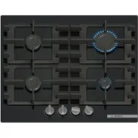 Bosch Gas kookplaat Serie 4 PNP6B6K40 met glas - 7,5 kW, gietijzeren steunen, geïntegreerde ontsteking