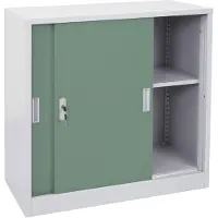 MCW Archiefkast Boston -F41, stalen kantoorkast, met afsluitbare schuifdeuren 90x90x45cm ~ groen