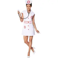 Dressforfun Vrouwenkostuum sexy verpleegster L - verkleedkleding kostuum halloween verkleden feestkleding carnavalskleding carnaval feestkledij partykleding - 301505