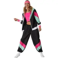 TecTake dressforfun - dameskostuum retro 80er 90er jaren joggingpak - zwart, M - Verkleedkleding carnaval - Halloween - Verkleden - Feestkleding - Carnavalskleding - Feest - Partykleding