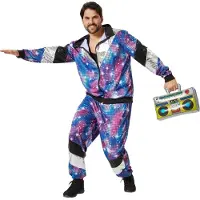 TecTake dressforfun - herenkostuum retro 80er 90er jaren disco joggingpak - blauw, XL - Verkleedkleding carnaval - Halloween - Verkleden - Feestkleding - Carnavalskleding - Feest - Partykleding