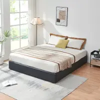 En.casa Tweepersoonsbed Nola met matras kunstleer 200x180 cm zwart []