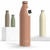LARS NYSØM Ren Roestvrijstalen drinkfles 1500ml - BPA-vrij geïsoleerde waterfles 1,50 Liter (Blush Rose)