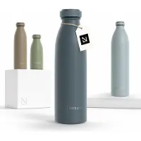 LARS NYSØM Ren Roestvrijstalen drinkfles 500ml - BPA-vrij geïsoleerde waterfles 0,5 Liter (Stone Blue)