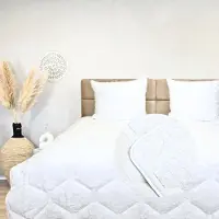 HappyBed Dekbed zonder overtrek 240x220 - Bedrukt dekbed zonder hoes - Hoesloos Dekbed met Print - Wasbaar - Lits Jumeaux - Frosty White