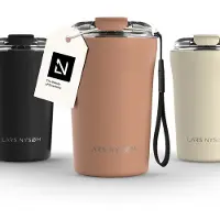LARS NYSØM Rørelse Thermo Coffee Mug-to-go 380ml - BPA-vrij met Isolatie - Met Draagriem & Tritan Deksel (Blush Rose)