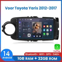 AWESAFE Carplay Geschikt Voor Toyota Yaris 2012-2017 - Apple Carplay & Android Auto - 1+32GB - GPS Navigatie RDS - Bluetooth & Wifi