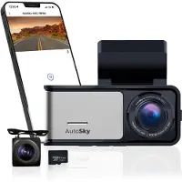 AutoSky 4K Dashcam voor Auto & Vrachtwagen – Met Achtercamera – GPS, WiFi, Nachtzicht & 64GB – Groothoek & G-Sensor – App Connectie
