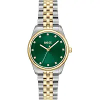 BOSS Horloge met groene wijzerplaat en tweekleurige polsband
