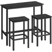 Vasagle Industrieel design bartafelset, Ebbenhout zwart + inktzwart