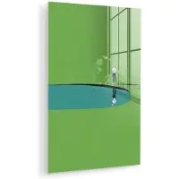 MuchoWow Glasschilderij 100x150 cm - Schilderij acrylglas - Persoon - Golf - Water - Blauw - Foto op glas - Muurdecoratie woonkamer - Wanddecoratie slaapkamer - Schilderijen