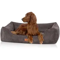 Knuffelwuff orthopedisch hondenbed van ribfluweel met handgeweven uiterlijk Nunavut XL 105 x 75 cm bruingrijs