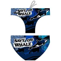 Turbo Save The Whale Waterpolo Swimming Brief Blauw 9-10 Years Jongen