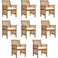 vidaXL Tuinstoelen 8 stuks met kussens, massief acaciahout