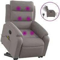 vidaXL Sta-op-massagestoel elektrisch verstelbaar stof taupe