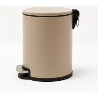 Casa Di Elturo Pedaalemmer 3 Liter - H24 cm - Taupe - Metaal - Softclose - Compacte Vuilnisbak voor Badkamer of Toilet