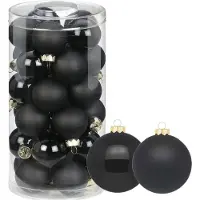 Inge-glas 72x stuks glazen kerstballen zwart 4 cm glans en mat - Kerstboomversiering zwart