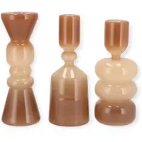 DK Design Daan Kromhout – Set van 3 – Vazen – Bloemenvaas – May -Naturel/Bruin -Glas – M – 8x21cm