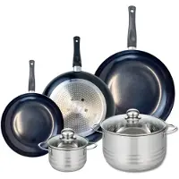 Elo Set van 3 Kookpannen 24, 28 en 32 cm en 2 braadpannen 14 en 24 cm Elo Prima Glanzend