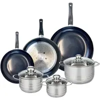 Elo Set van 3 Kookpannen 24, 28 en 32 cm en 3 braadpannen 14, 16 en 20 cm Elo Prima Glanzend