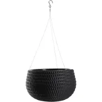 Kadax Hangpot, bloemenhanger met ketting en haak, hangplantenpot voor rankbloemen, plantenbak met inzetstuk, plantenbescherming voor binnen en buiten (diameter 32 cm, zwart)