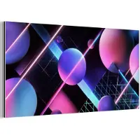 MuchoWow Aluminium schilderij 80x40 cm - Wanddecoratie metaal - Bollen - Neon - Lijnen - Roze - Metalen muurdecoratie woonkamer - Decoratie industrieel - Foto op dibond - Industriële accessoires slaapkamer