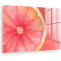 MuchoWow Glasschilderij 30x20 cm - Schilderij acrylglas - Grapefruit - Roze - Levendig - Foto op glas - Muurdecoratie woonkamer - Wanddecoratie slaapkamer - Schilderijen