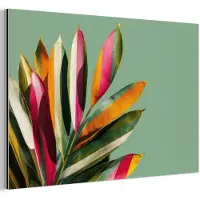 MuchoWow Aluminium schilderij 120x80 cm - Wanddecoratie metaal - Bladeren - Tak - Kleurrijk - Metalen muurdecoratie woonkamer - Decoratie industrieel - Foto op dibond - Industriële accessoires slaapkamer