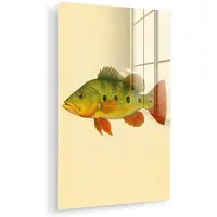 MuchoWow Glasschilderij 40x60 cm - Schilderij acrylglas - Schubben - Vis - Groen - Illustratie - Foto op glas - Muurdecoratie woonkamer - Wanddecoratie slaapkamer - Schilderijen