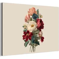 MuchoWow Aluminium schilderij 120x80 cm - Wanddecoratie metaal - Boeket - Warme tinten - Elegant - Metalen muurdecoratie woonkamer - Decoratie industrieel - Foto op dibond - Industriële accessoires slaapkamer