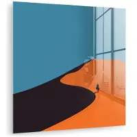 MuchoWow Glasschilderij 20x20 cm - Schilderij acrylglas - Feloranje duinen - Schaduw - Lege hemel - Foto op glas - Muurdecoratie woonkamer - Wanddecoratie slaapkamer - Schilderijen