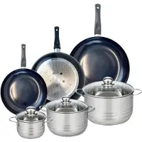 Fackelmann Set van 3 Koekenpannen 24, 28 en 32 cm en 3 kookpotten 14, 20 en 24 cm Elo Prima Brillant