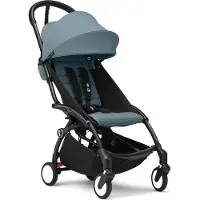 Stokke YOYO3 kinderwagen vanaf 6 maanden - Inclusief zwart frame / Aqua zitkussen + luifel - In een handomdraai in- en uitklapbaar - Licht en compact - Past in handbagage