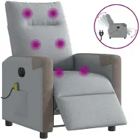 vidaXL Massagestoel elektrisch verstelbaar stof lichtgrijs
