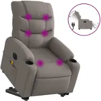 vidaXL Sta-op-massagestoel elektrisch verstelbaar stof taupe