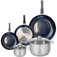 Elo Set van 3 Kookpannen 20, 24 en 32 cm en 2 braadpannen 14 en 24 cm Elo Prima Glanzend