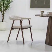 Giga Meubel Eetkamerstoel Mila Beige/Walnoot - - Set van 2
