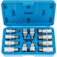 SaTra Inbusdoppen set 1/2" aansluiting 12 delig 55mm lang in de maten 5, 6, 7, 8, 10, 12, 14, 16, 17, 18, 19 en 22 mm