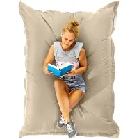 Green Bean Zitzak "Square" XXL 140x180cm met 380 liter EPS-korrels - Grote zitzak voor kinderen en volwassenen - Beige