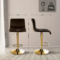 CLP Barkruk Hover - met rugleuning - verstelbaar - draaibar - metalen frame - fluweel - goud/bruin