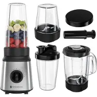 Kitchenbrothers Blender - Complete Set - 2x 750ml Bowl - Grinder - Tamper - To-Go Cups - Stainless Steel