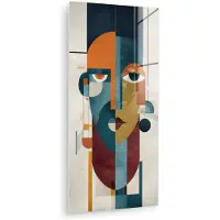 MuchoWow Glasschilderij 80x160 cm - Schilderij acrylglas - Geometrisch - Strakke vormen - Kleurrijk - Foto op glas - Muurdecoratie woonkamer - Wanddecoratie slaapkamer - Schilderijen
