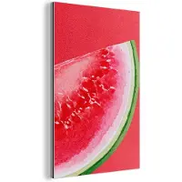 MuchoWow Aluminium schilderij 20x30 cm - Wanddecoratie metaal - Watermeloen - Rood - Zomers - Metalen muurdecoratie woonkamer - Decoratie industrieel - Foto op dibond - Industriële accessoires slaapkamer