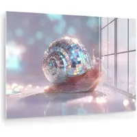 MuchoWow Glasschilderij 120x80 cm - Schilderij acrylglas - Slak - Disco - Mozaïek - Blauw - Foto op glas - Muurdecoratie woonkamer - Wanddecoratie slaapkamer - Schilderijen