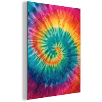 MuchoWow Aluminium schilderij 60x80 cm - Wanddecoratie metaal - Regenboogkleuren - Tie dye - - Metalen muurdecoratie woonkamer - Decoratie industrieel - Foto op dibond - Industriële accessoires slaapkamer